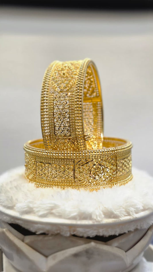 Exquisite Filigree Gold Kada Bangles