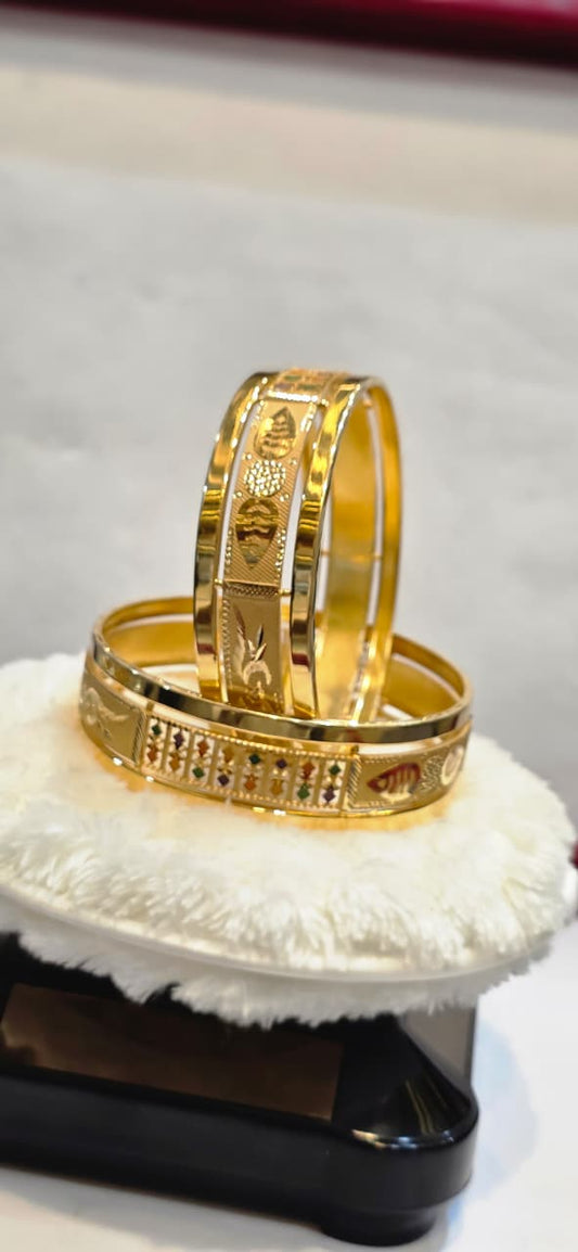 Designer Engraved Gold Bangles