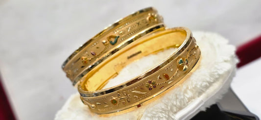 Festival Gold Bangles with Cutwork Motifs