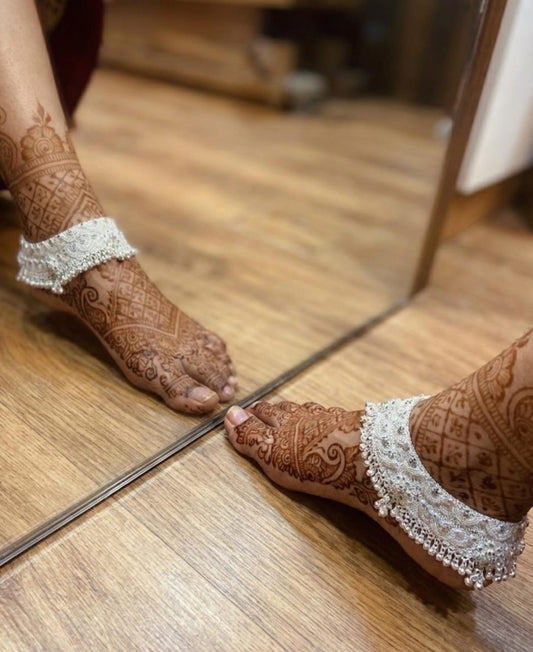 Silver-Toned Beaded Bridal Payal